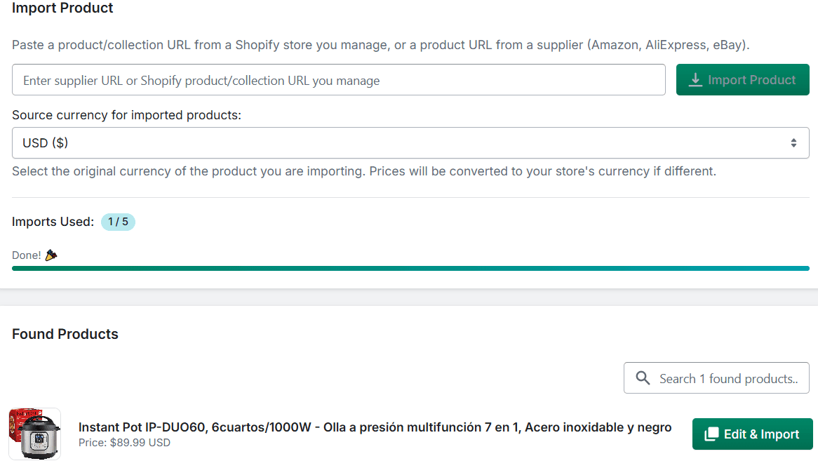 Enter product URL