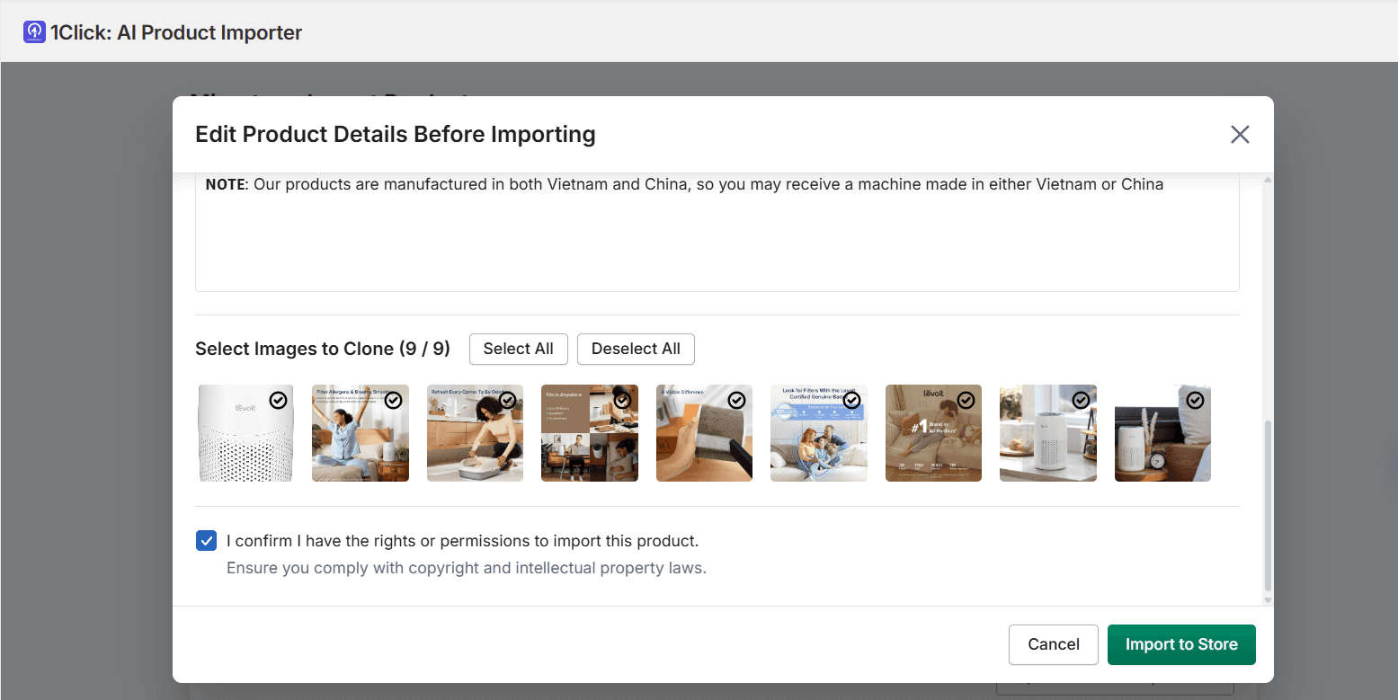Preview and import